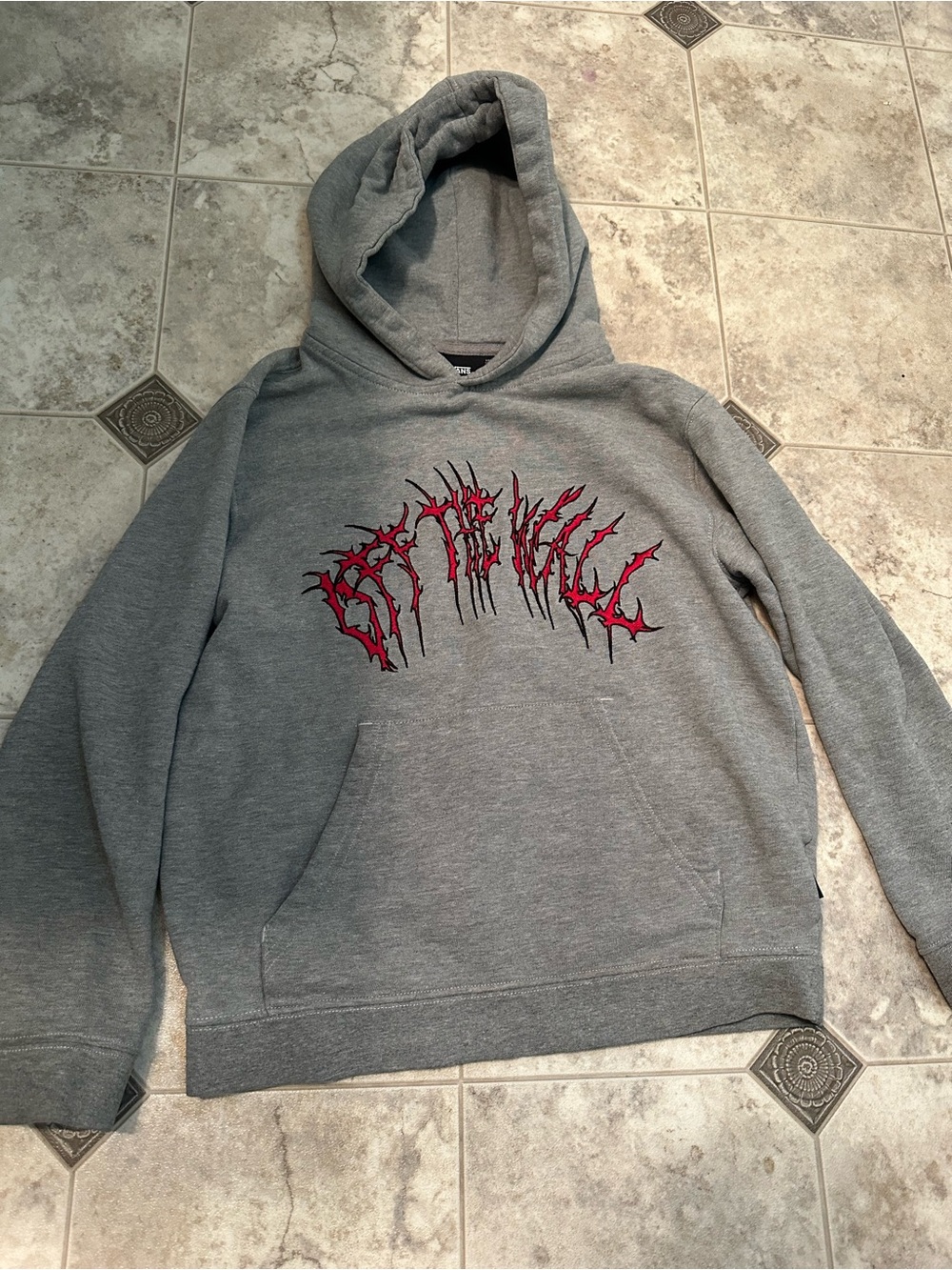 Vans Gray Hoodie with Red Graphic Logo